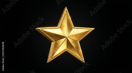 Luxury Golden Star Isolated on Pure Black Background