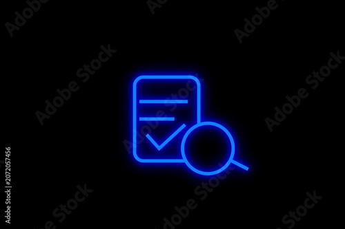 Document search and review glowing blue neon animation on black background footage.
