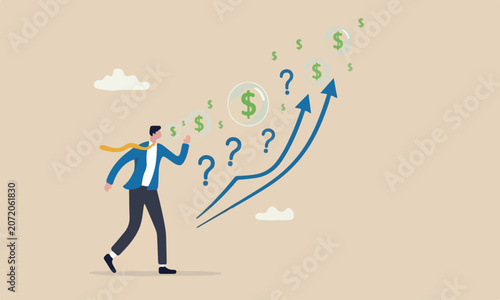 Cuadro en lienzo Stock market bubble rising from speculation from greedy investor or overvalued c
