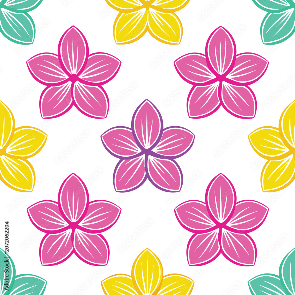 Fototapeta premium orchid seamless pattern colorful on white background