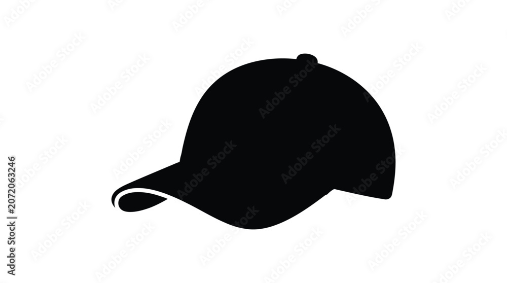 Fototapeta premium Baseball Cap Silhouette Against White Background hat