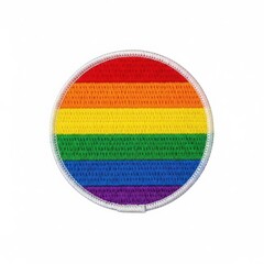 LGBTQ Pride Flag in a Circular Design with White Border