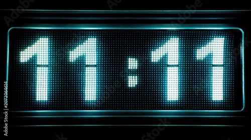 Digital Clock Display Showing Time 11:11 in Bright LED Format