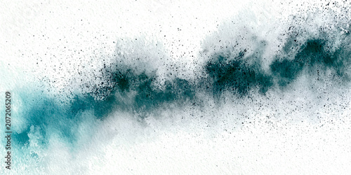 Photography Abstract explosion of teal and white powder on a white background, dynamic artis
