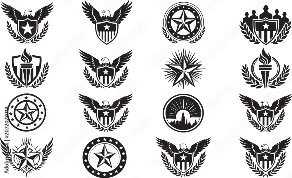 Fototapeta premium American Military Eagle Crest Badge Vectors