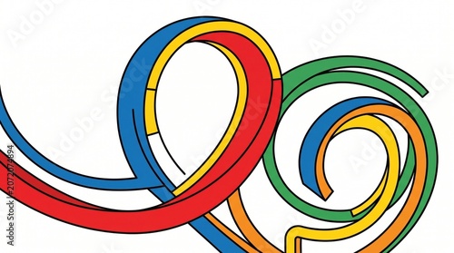 Roller coaster track illustration on white background