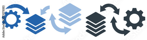 Batch Processing Icon Featuring Automated Workflow Data Queue and Task Execution Symbol Isolated on Transparent Background Vector Designs