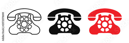 Retro rotary telephone icon set for customer support
