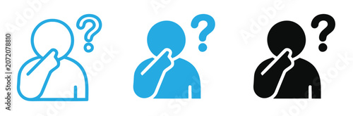 Question mark icons depicting puzzled people thinking with query signs vector illustration .
