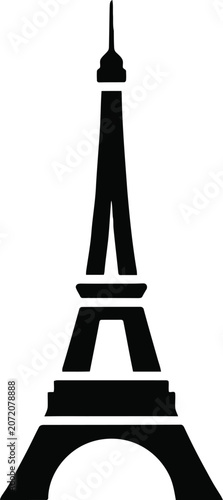 Elegant black and white silhouette of the iconic Eiffel Tower standing tall against clear background