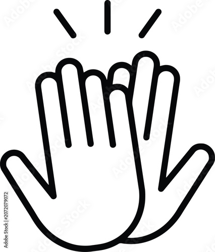 Hand gesture icon showing peace sign with rays indicating inspiration or idea creation