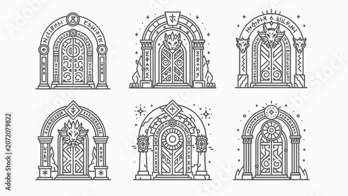 Εκτύπωση καμβά Fantasy Doors and Gates Collection - Ancient Rune Ornate Archways