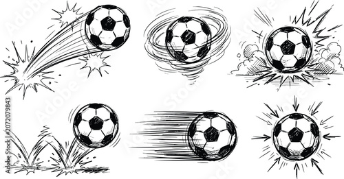 Foto Soccer balls in motion with dynamic effects