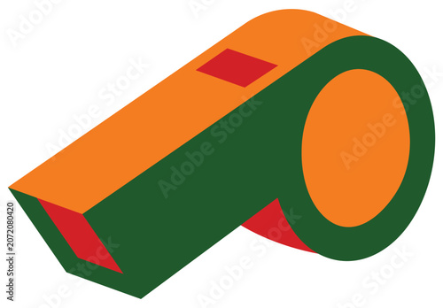 Colorful isometric whistle vector icon for sports referee and coach