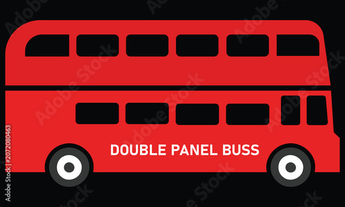 Flat vector illustration of a classic red double decker bus