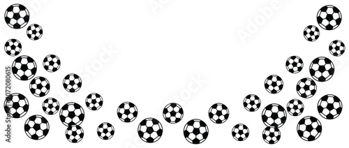 Soccer balls background banner with copy space for sports design