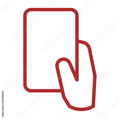 Red Hand Holding Card Line Icon