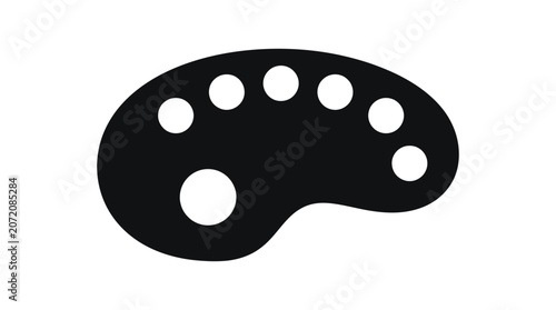Tableau sur toile Paint palette with circular wells black silhouette