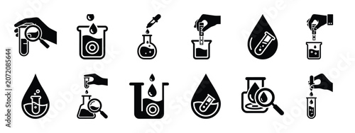 Obraz na plátne water purity testing icon set, black color and white background