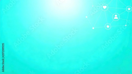 Vibrant Turquoise Network with Connected Icons & Nodes for Digital