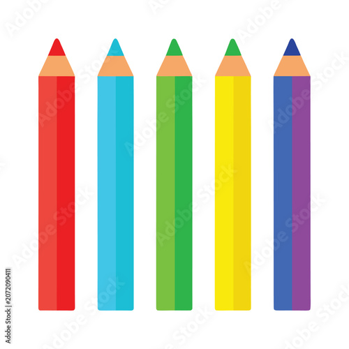 Set of colorful pencil vector illustration isolated on light background. Back to school vector elements. 
