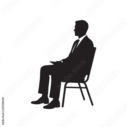 Man in Suit Sitting on Chair Silhouette