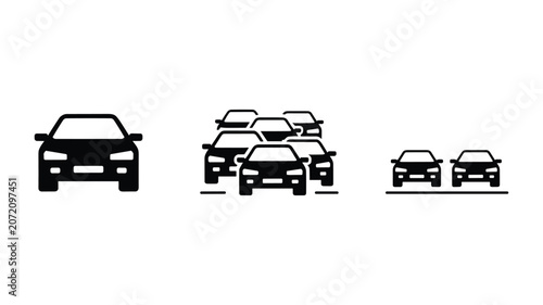 Obraz na płótnie Black and white of three different types of cars side by side sedan hatchback ve