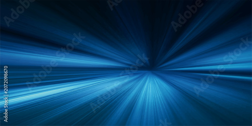Slika na platnu Abstract blue background with bright glowing rays and energetic light laser beam