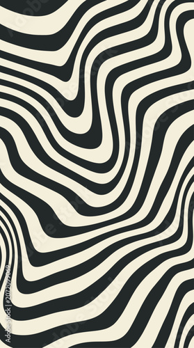 Slika na platnu Vector illustration recreate image with wavy black and white lines 202606241428