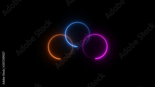 Glowing neon light circle loading icon animation.