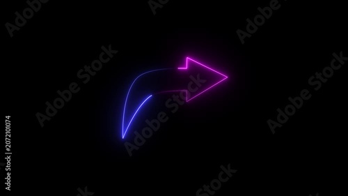 Abstract beautiful neon arrow icon animation.