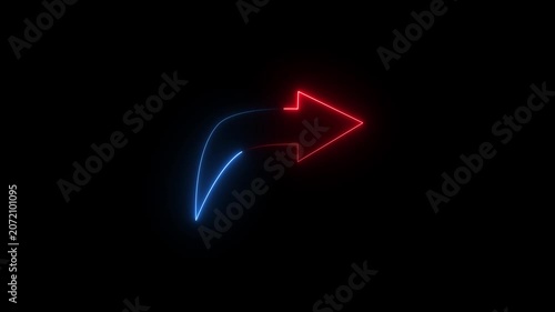 Abstract beautiful neon arrow icon animation.