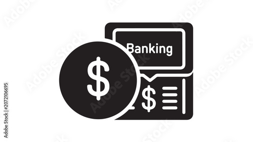Online Banking Icon Dollar Sign Digital Finance Fintech Money Symbol