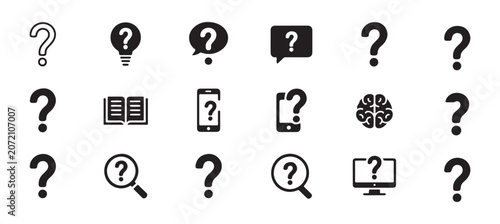 Question mark vector icon set isolated on transparent background, help and about us icon.