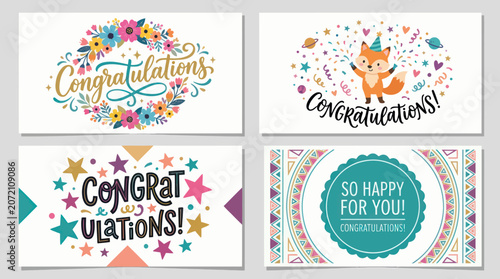 Obraz na plátně Celebration and congratulatory card designs