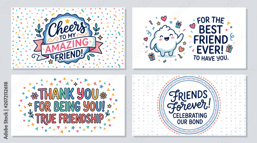 Obraz premium Friendship greeting cards vector art