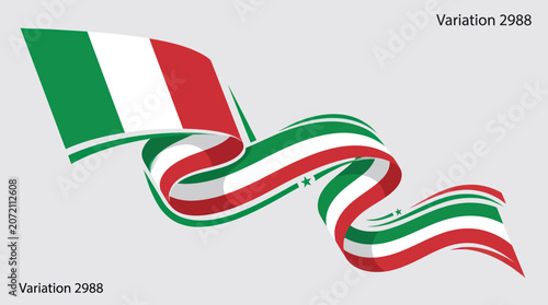 Foto Flowing ribbon with tricolor pattern