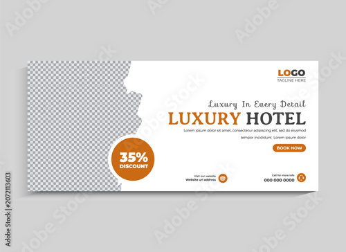 Schilderij op canvas Luxury Hotel and resort Social Media Instagram Post Banner Template