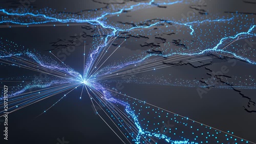 Global Network Energy Flow Map Datamesh. 4K Video