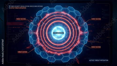 Futuristic HUD Interface Powering Up Datamesh Core. 4K Video