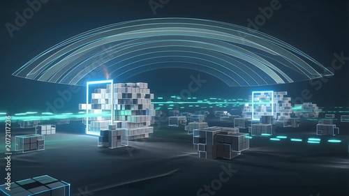 Futuristic Datamesh Digital Architecture Network. 4K Video