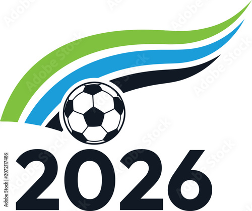 2026 soccer event emblem with dynamic design