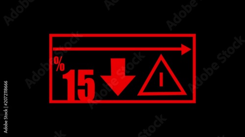 15 % Car Dashboard Warning Indicators Animation – Fuel Level, Percentage and Alert Symbols Loop