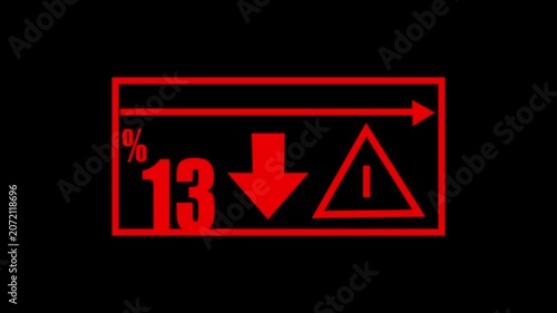 13 % Car Dashboard Warning Indicators Animation – Fuel Level, Percentage and Alert Symbols Loop