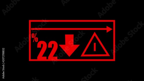 22 % Car Dashboard Warning Indicators Animation – Fuel Level, Percentage and Alert Symbols Loop