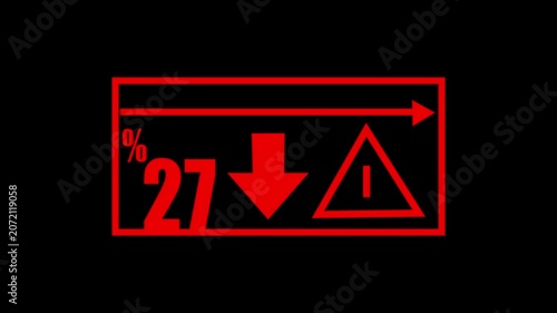 27 % Car Dashboard Warning Indicators Animation – Fuel Level, Percentage and Alert Symbols Loop