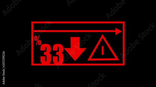 33 % Car Dashboard Warning Indicators Animation – Fuel Level, Percentage and Alert Symbols Loop