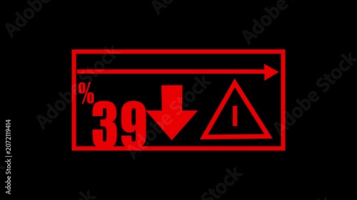 39 % Car Dashboard Warning Indicators Animation – Fuel Level, Percentage and Alert Symbols Loop