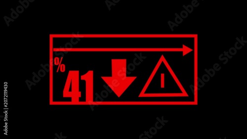 41 % Car Dashboard Warning Indicators Animation – Fuel Level, Percentage and Alert Symbols Loop