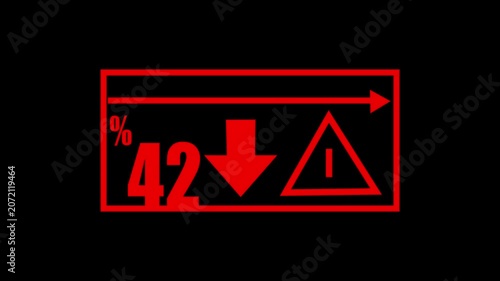42 % Car Dashboard Warning Indicators Animation – Fuel Level, Percentage and Alert Symbols Loop